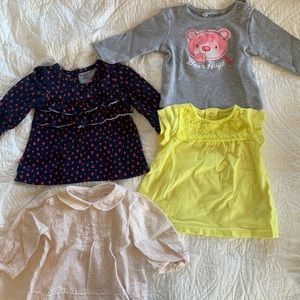 💕5 for $25💕 baby girl 4 piece shirt/tunic lot EUC